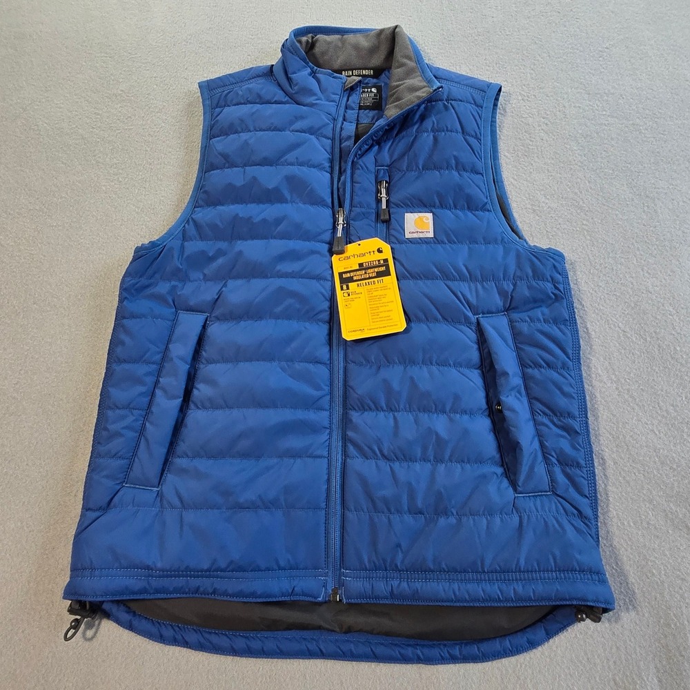 Carhartt Rain Defender Insulated Vest Mens Small Blue Relaxed Fit OV2286-M - Picture 2 of 9